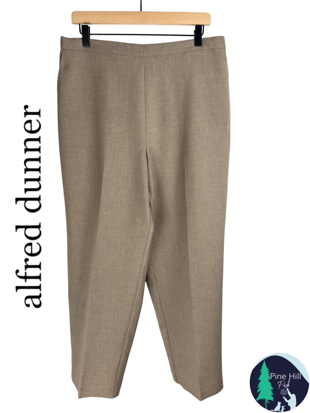 Alfred Dunner Women’s Dress Pants Size 16 Taupe Brown Heathered Pull-On Elastic